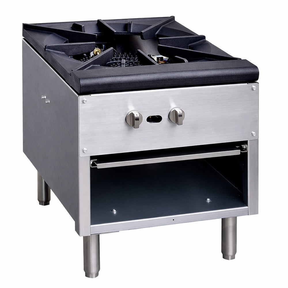 Prepline ENSSPR-N 18 In. Single Burner Commercial Gas Stock Pot Range, 80,000 BTU, Cast Iron Grate