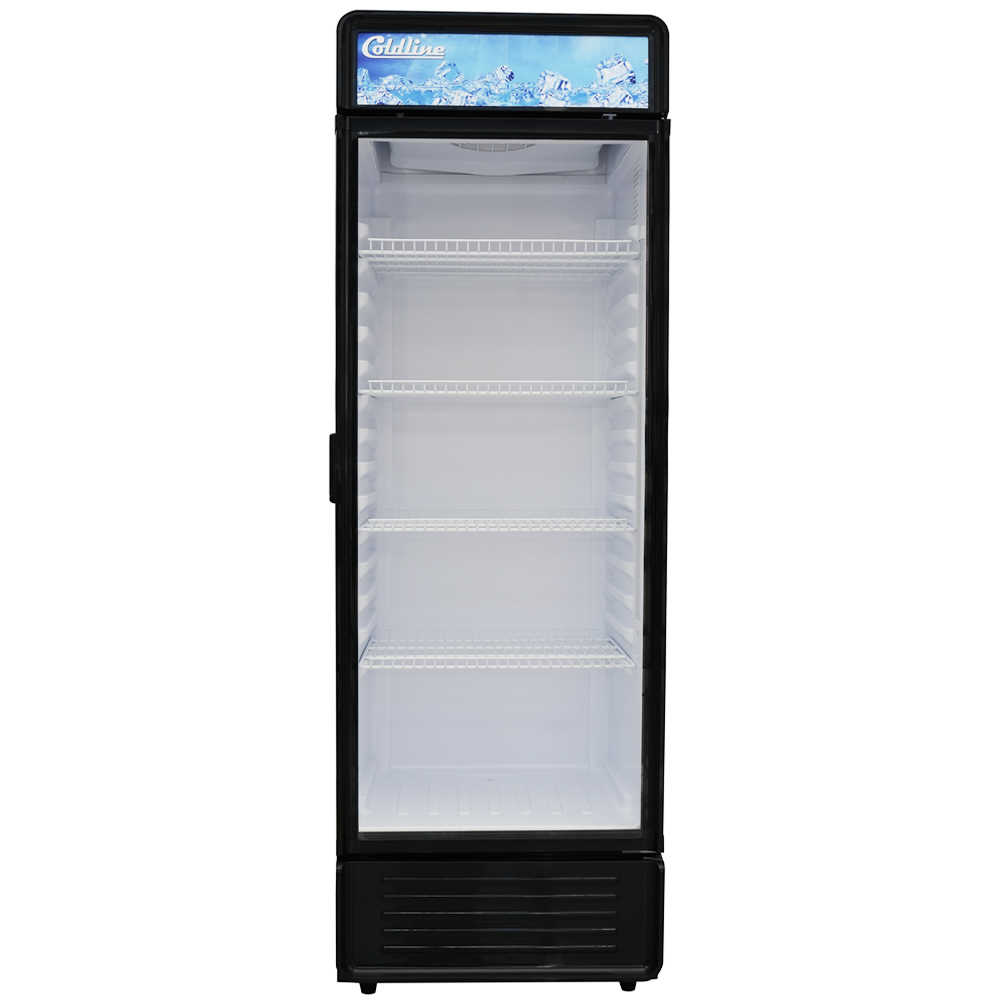 Coldline G12E-B 25" Single Glass Swing Door Merchandiser Refrigerator with LED Lighting, 12.3 Cu. Ft., Black