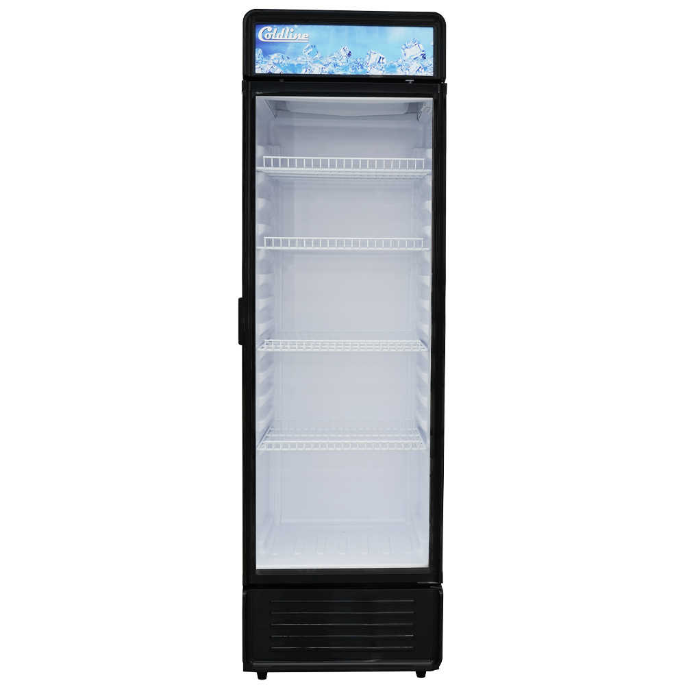 Coldline G8E-B 22" Single Glass Swing Door Merchandiser Refrigerator with LED Lighting, 9 Cu. Ft., Black