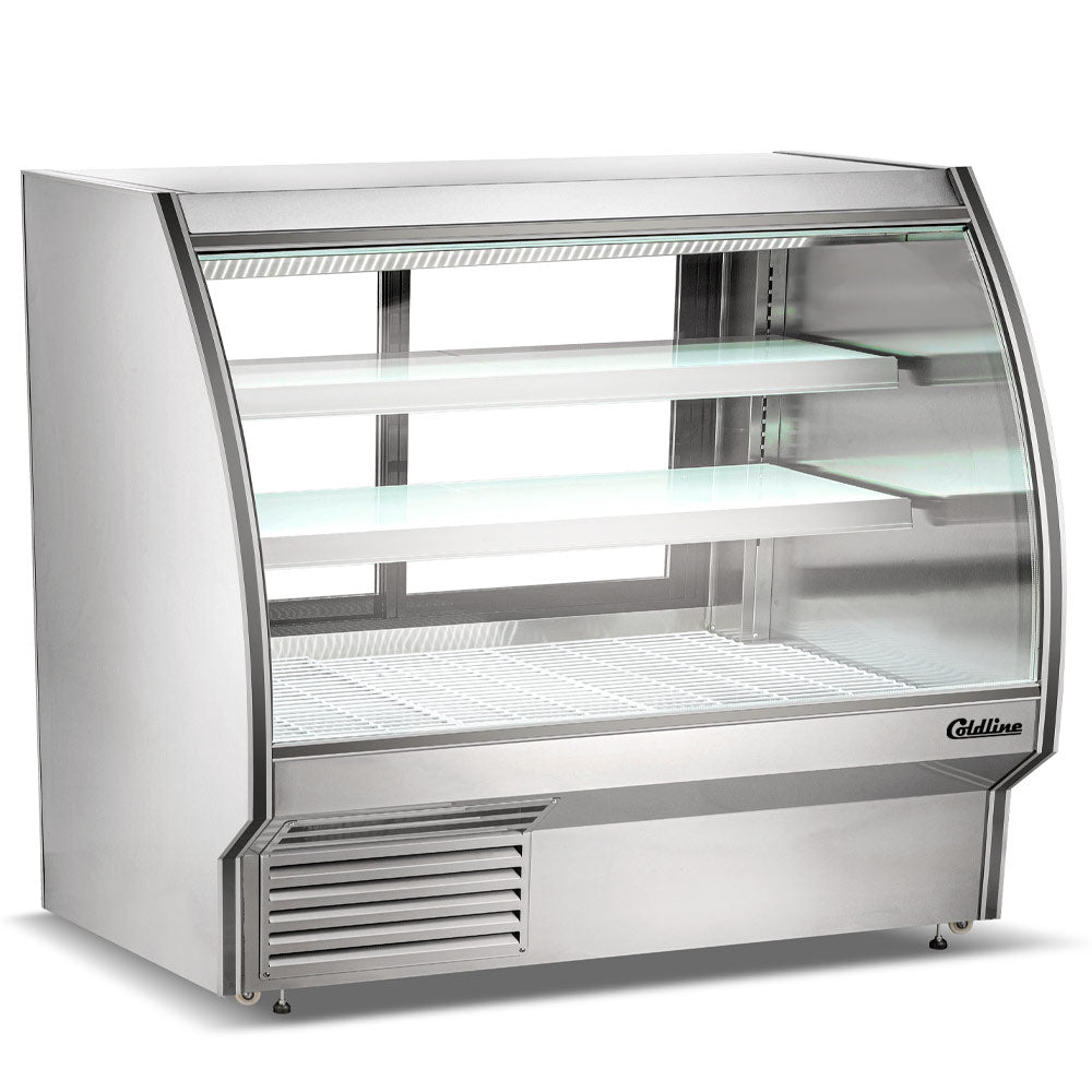 Coldline HDC84 84" Refrigerated Curved Glass High Meat Deli Case with Rear Storage