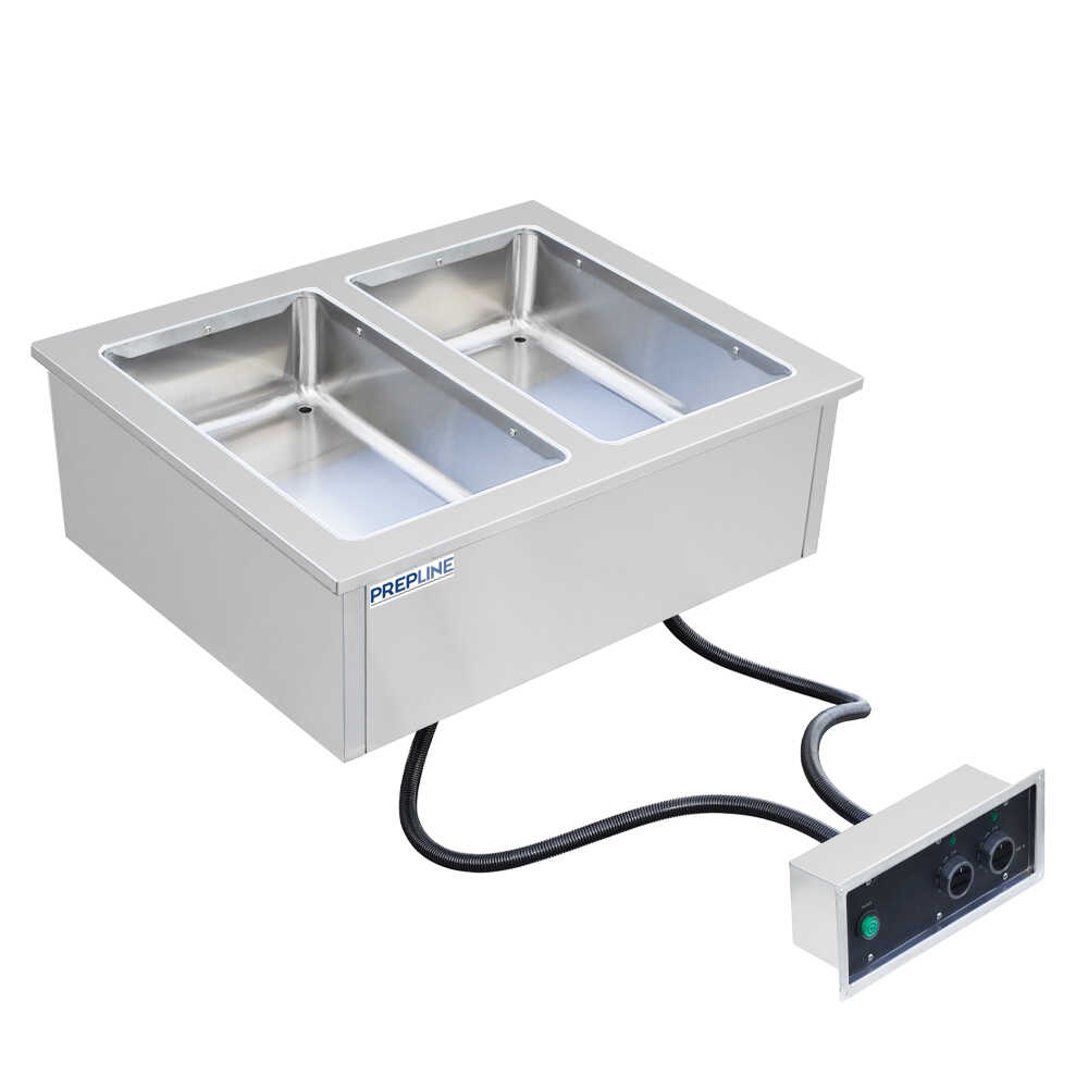 Prepline HFW2 Two Pan Electric Drop-In Hot Food Well, Sealed Wells, Independent Infinite Controls, 120V