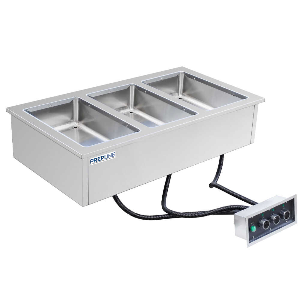 Prepline HFW3 Three Pan Electric Drop-In Hot Food Well, Sealed Wells, Independent Infinite Controls, 208/240V
