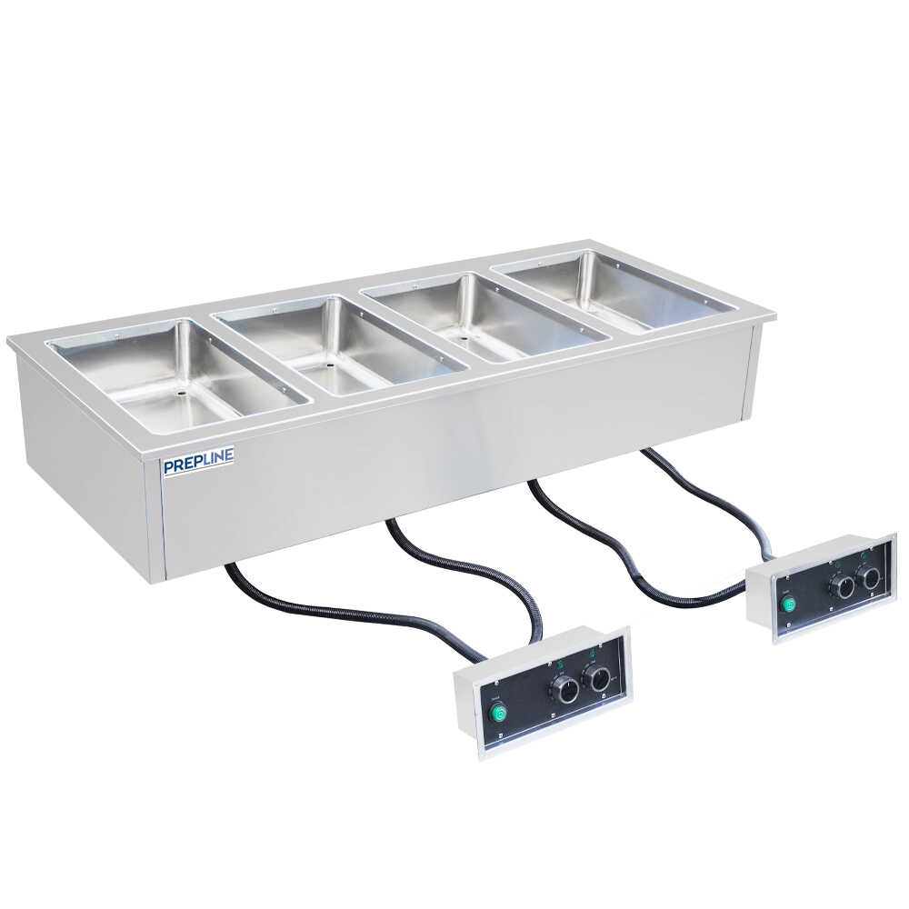 Prepline HFW4 Four Pan Electric Drop-In Hot Food Well, Sealed Wells, Independent Infinite Controls, 208/240V