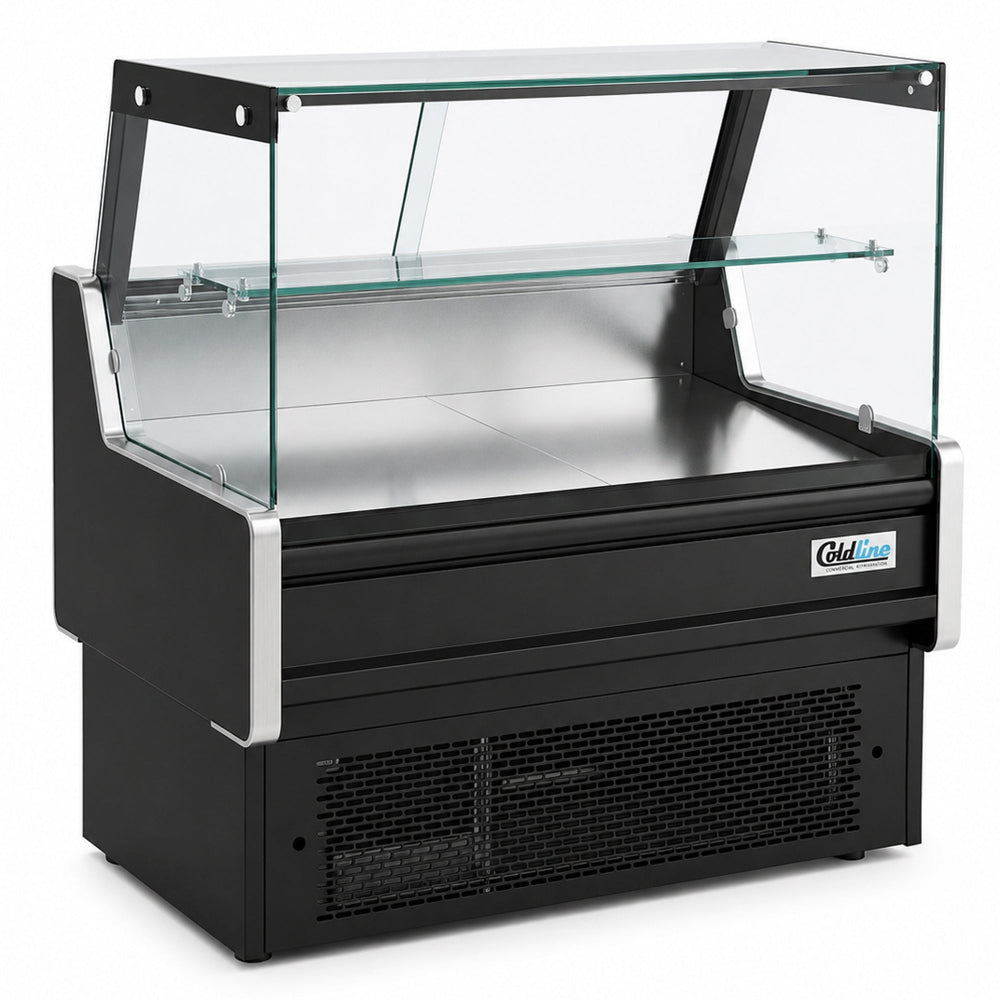 Coldline LDC48 48" Refrigerated Flat Straight Glass Meat Deli Case with Rear Storage