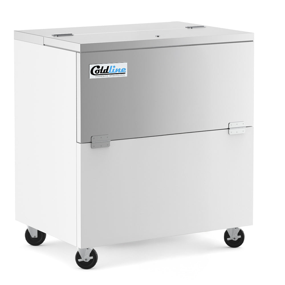 Coldline MC34 34" White Single Access Cold Wall Milk Cooler, 8 Crate Capacity