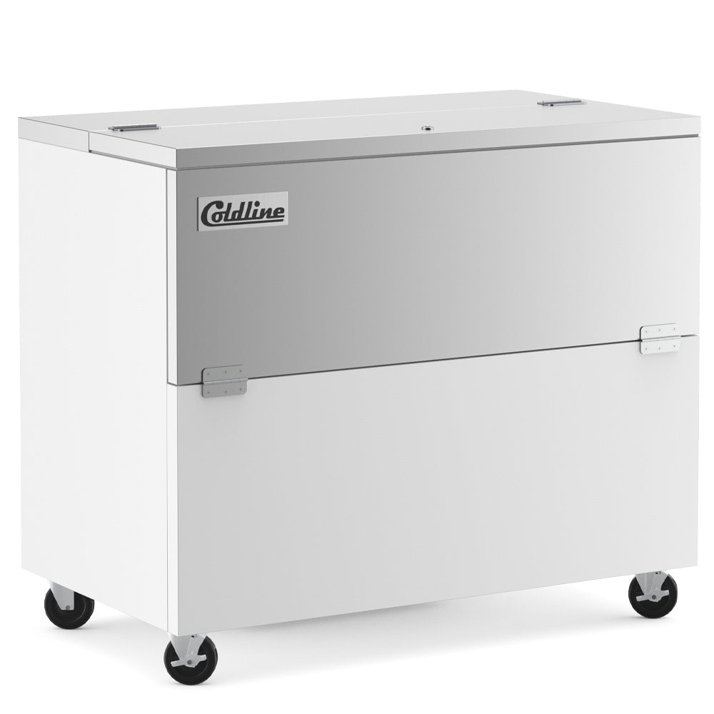 Coldline MC49 49" White Single Access Cold Wall Milk Cooler, 12 Crate Capacity