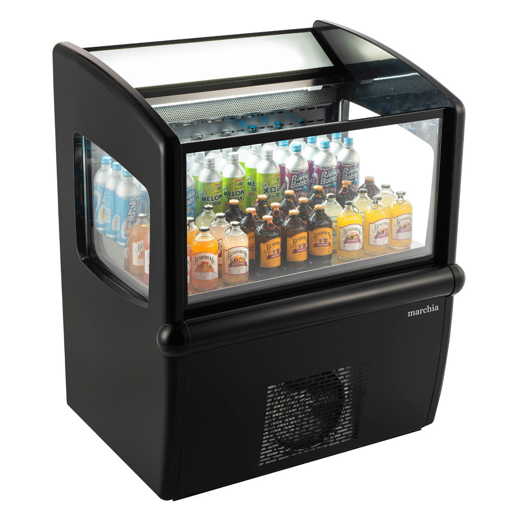 Marchia MDS30 30" Top Open Air Cooler Grab and Go Refrigerator, Two-Step Shelf, LED Lighting