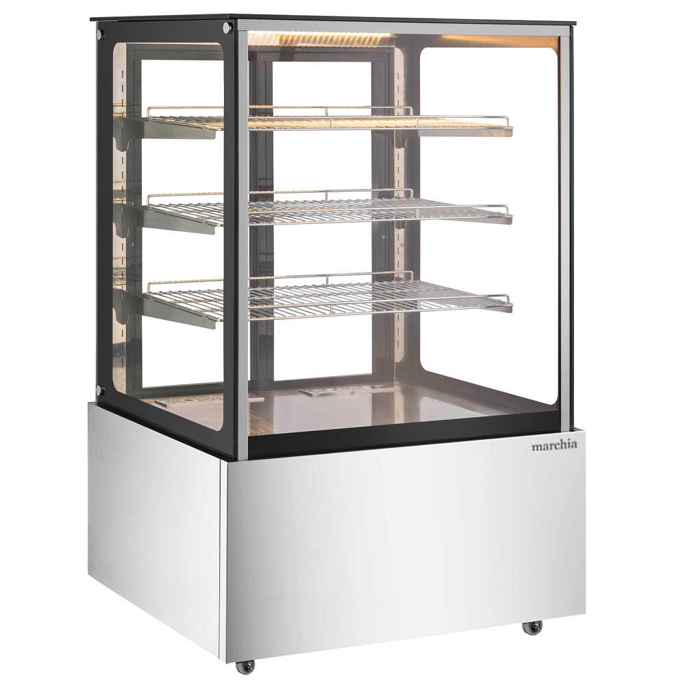 Marchia MH36-ST 36" Straight Glass Heated Display Warming Case, 3 Adjustable Shelves, Stainless Steel