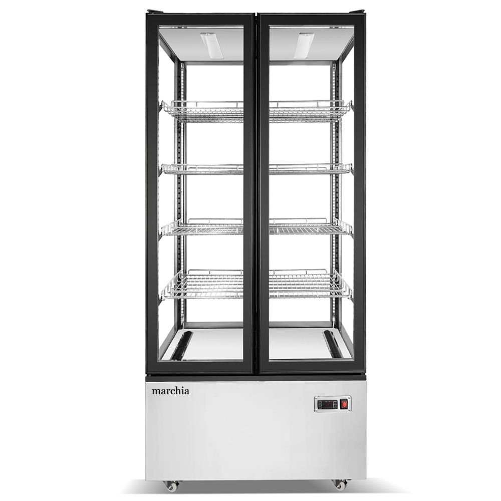 Marchia MVS800 34" Double Door Vertical Standing Refrigerated Cake Display Case, Stainless Steel