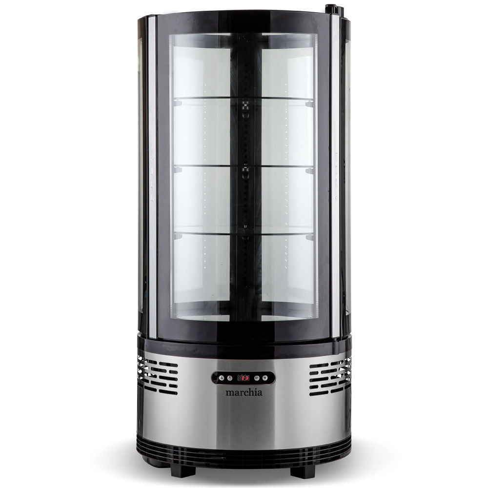 Marchia MVSR100 19" Countertop Refrigerated Curved Glass Cake Display Case, 3 Glass Shelves