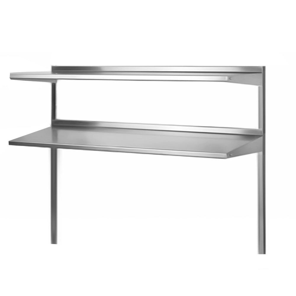 Prepline PDOS-44P 14"D x 44.5"L Stainless Steel Double Overshelf with 47.2"H Posts, Knock-Down
