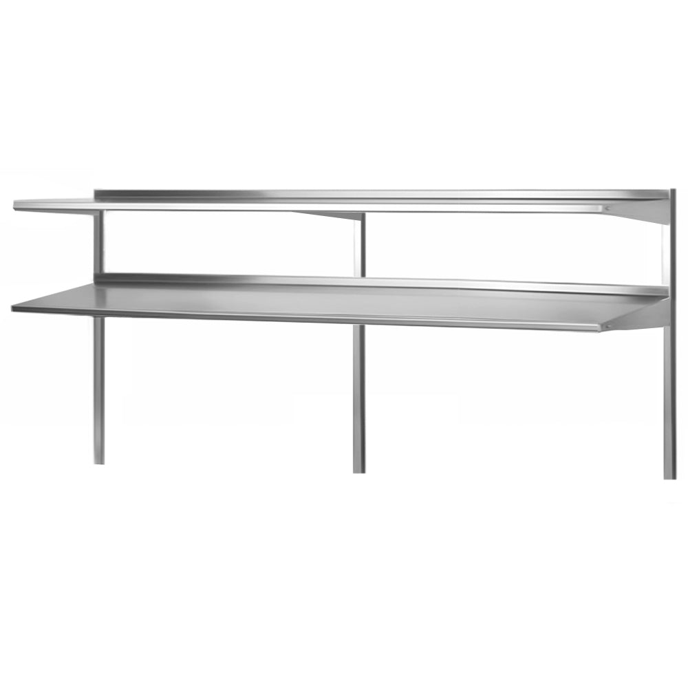 Prepline PDOS-92P 14"D x 91.89"L Stainless Steel Double Overshelf with 47.2"H Posts, Knock-Down