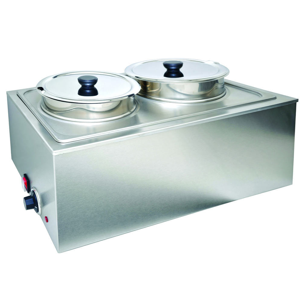 Prepline PFW500NT Full Size Electric Countertop Bain Marie Food Warmer with 2 Inserts and Lids, No Tap