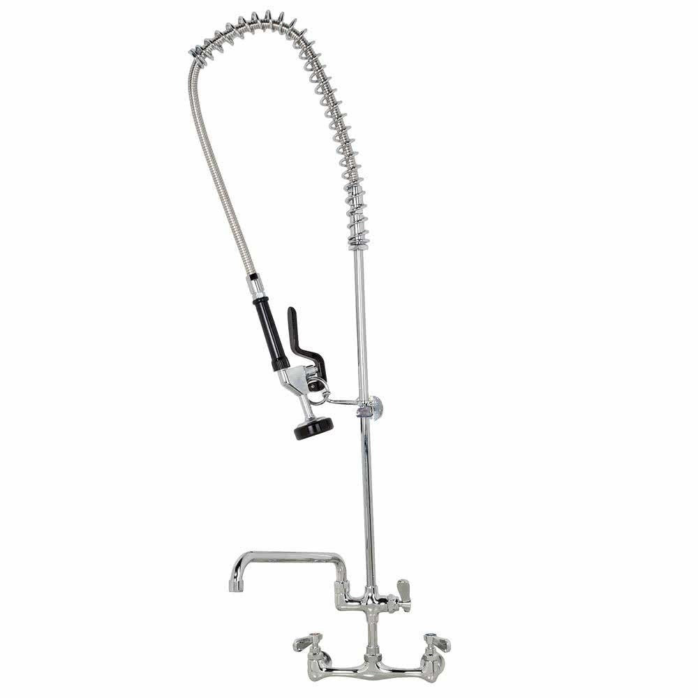 Prepline PPRS-12 Wall Mounted Pre-Rinse Assembly with 38" Hose and 12" Swing Spout, 8" Centers