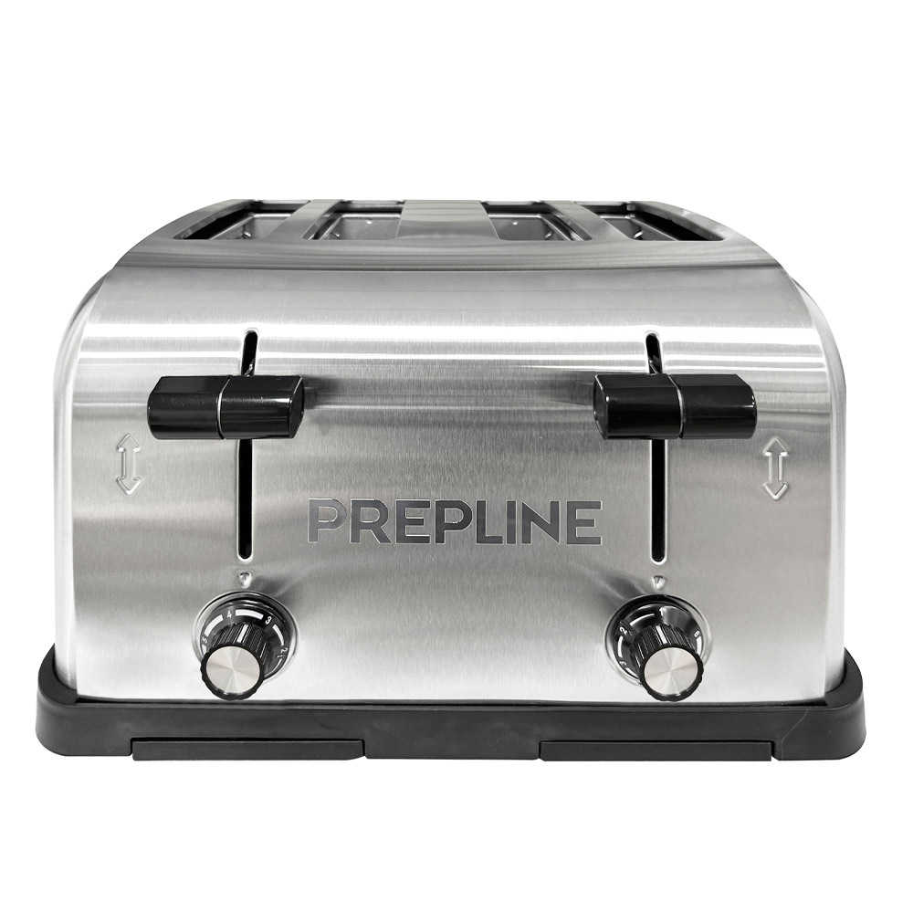 Prepline PT-4S 4 Slice Commercial Pop-Up Toaster, 1 1/2 In. Wide Slots, Stainless Steel, 225 Slices Per Hour