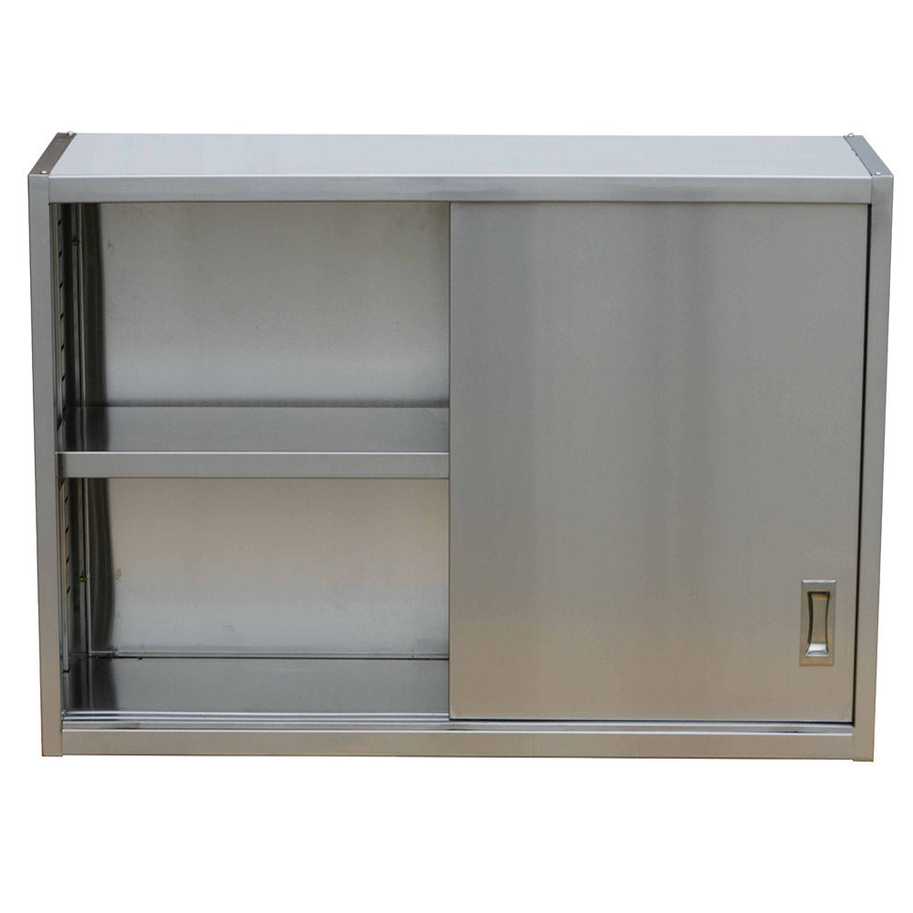 Prepline PWC-1560 60"L x 15"D Stainless Steel Wall Cabinet with Sliding Doors and Flat Top