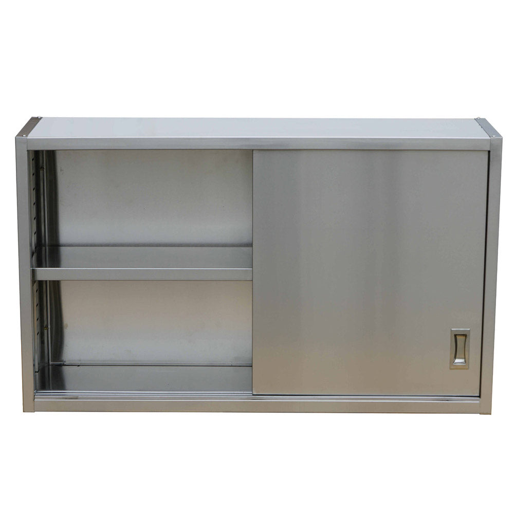 Prepline PWC-1572 72"L x 15"D Stainless Steel Wall Cabinet with Sliding Doors and Flat Top