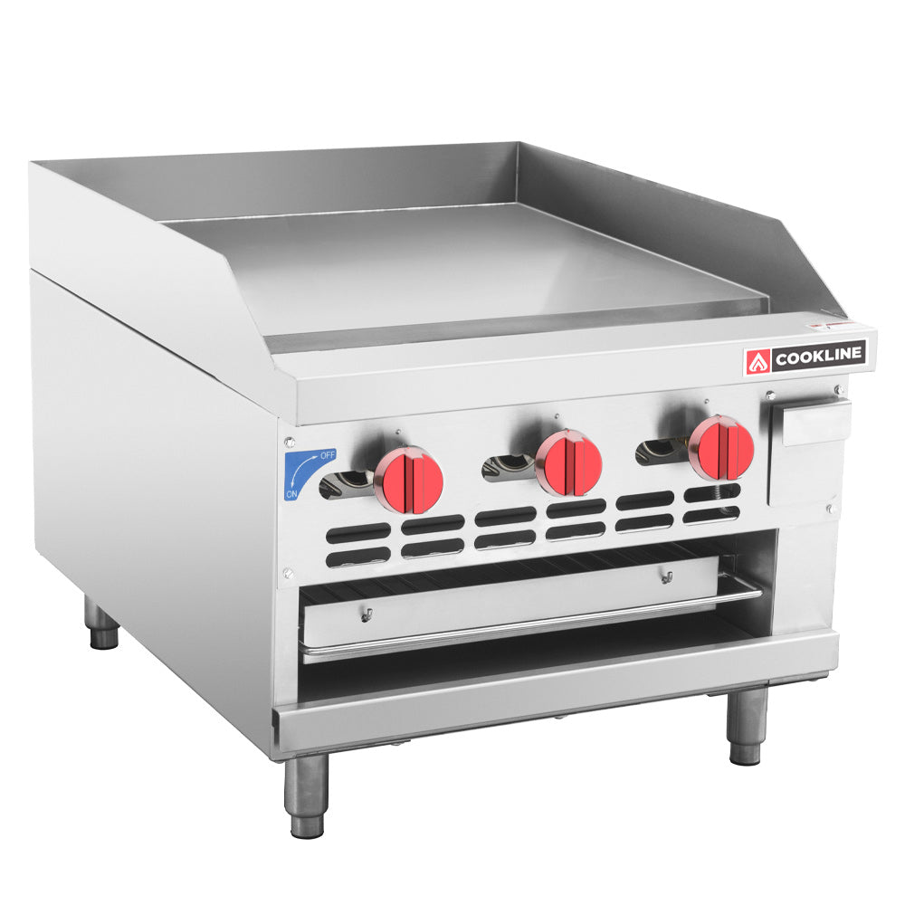 Cookline RGB-24M 24" Gas Countertop Raised Griddle and Broiler Combo, Manual Controls, 54,000 BTU