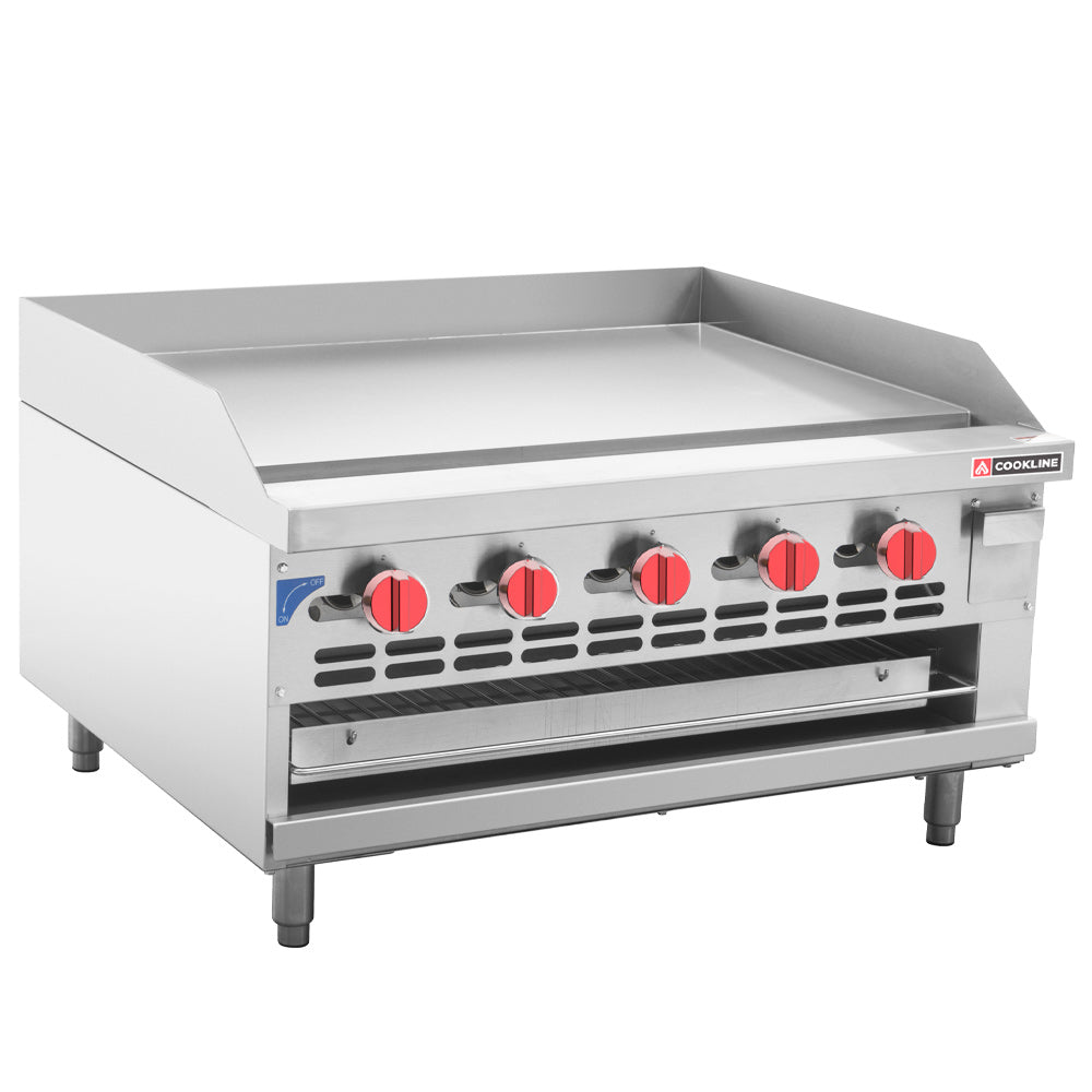 Cookline RGB-36M 36" Gas Countertop Raised Griddle and Broiler Combo, Manual Controls, 90,000 BTU