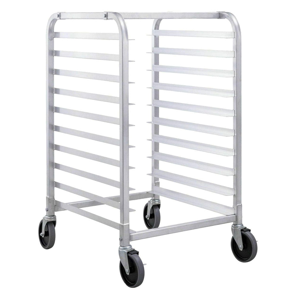 Prepline SPR-10 10-Tier Heavy Duty Aluminum Bun Pan / Sheet Pan Rack, End Loading, 5" Swivel Casters