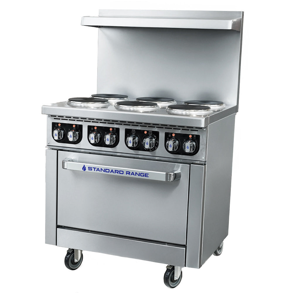 Standard Range SR-ER36-240 36" Electric Range with 6 Burners and Standard Oven, 240V, 1 Phase
