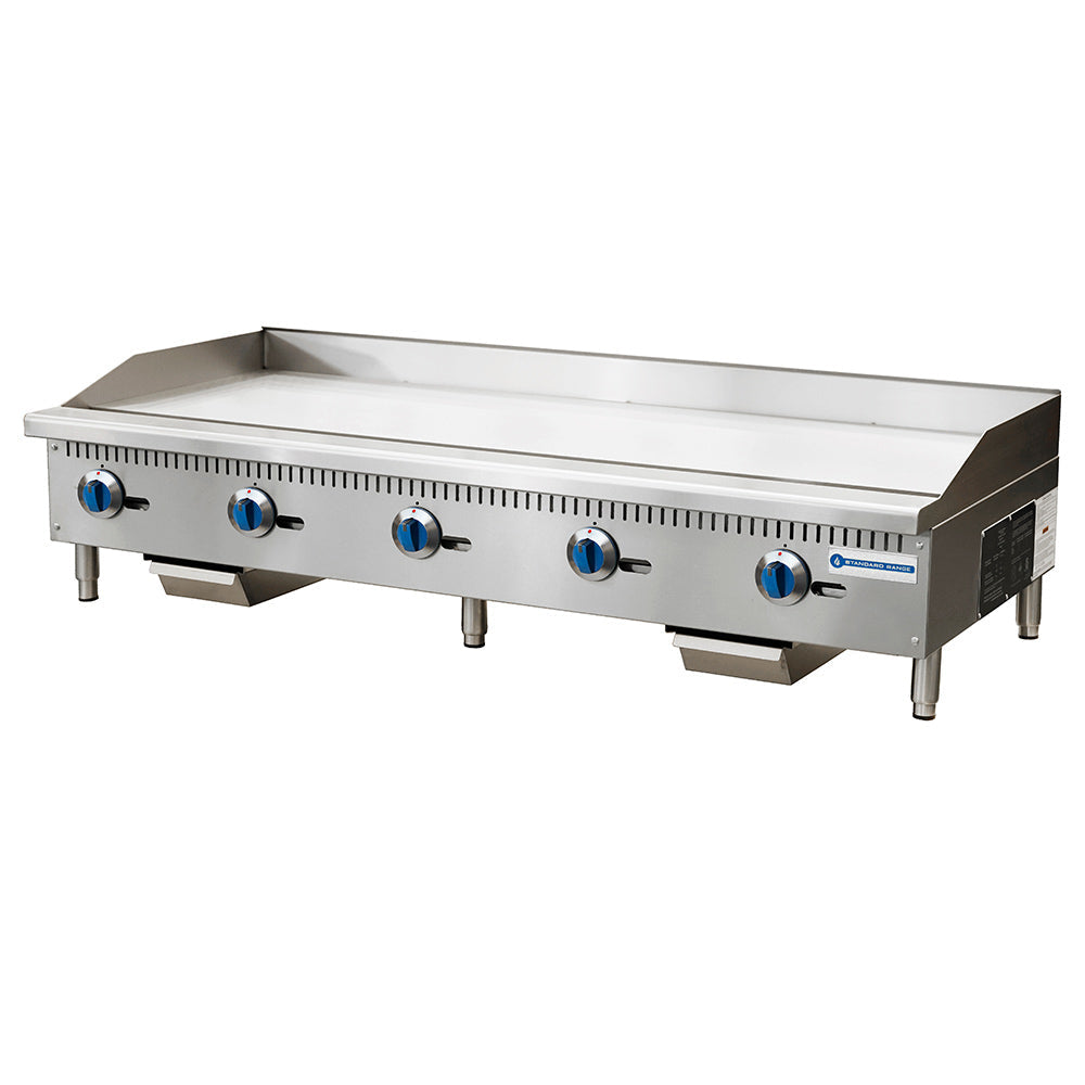 Standard Range SR-G60-M 60" Commercial Countertop 5 Burner Gas Griddle with Manual Control, 150,000 BTU