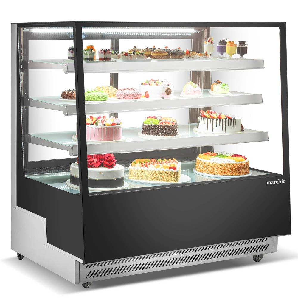 Marchia TMB60 60" Slanted Glass Refrigerated Bakery Display Case, 3 Adjustable Shelves