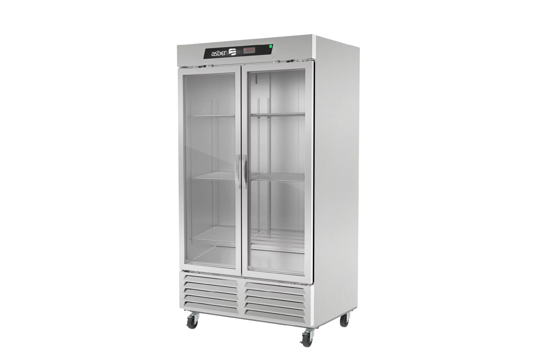 Asber ARR-37-2G-H 44 In. Two Section Reach-In Refrigerator, Glass Doors, 37 Cu. Ft., R-290 Refrigerant