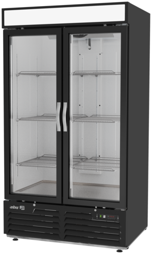 Asber ARMD-37-A 44 In. Two Section Refrigerator Merchandiser, Swing Glass Doors, 37 Cu. Ft., LED Lighting