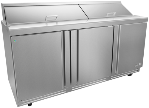 Asber APTS-72-18-P 73 In. Premium Line Salad and Sandwich Prep Table, 18 Pan, 3 Doors, 25.4 Cu. Ft.