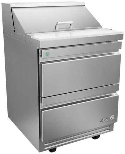 Asber APTS-27-8-D2-P 28 In. Premium Line Salad and Sandwich Prep Table, 8 Pan, 2 Drawers, 9.5 Cu. Ft.