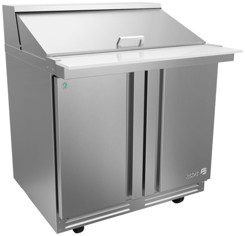 Asber APTM-36-15-P 36 In. Premium Line Mega Top Prep Table, 15 Pan, 2 Doors, 13.1 Cu. Ft.