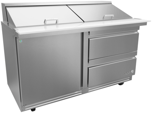 Asber APTM-60-24-D2-P 61 In. Premium Line Mega Top Prep Table, 24 Pan, 1 Door And 2 Drawers, 20.6 Cu. Ft.
