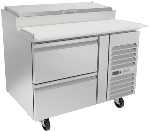 Asber APTP-46-D2 46 In. Pizza Prep Table, 6 Pan, 2 Drawers, 11.6 Cu. Ft., 19 In. Cutting Board