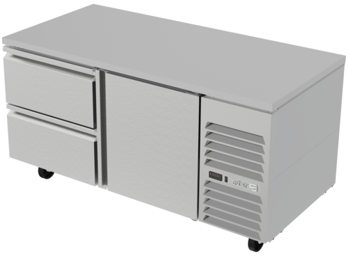 Asber ASUR-67-D2 68 In. Side Mount Refrigerated Table, 1 Door And 2 Drawers, 20.8 Cu. Ft., R-290 Refrigerant