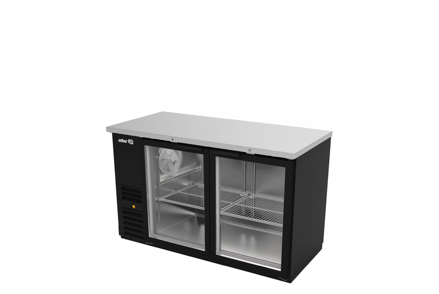 Asber ABBC-58G 60 In. Back Bar Refrigerator, 2 Glass Doors, 19.0 Cu. Ft., Holds 640 12 oz. Bottles