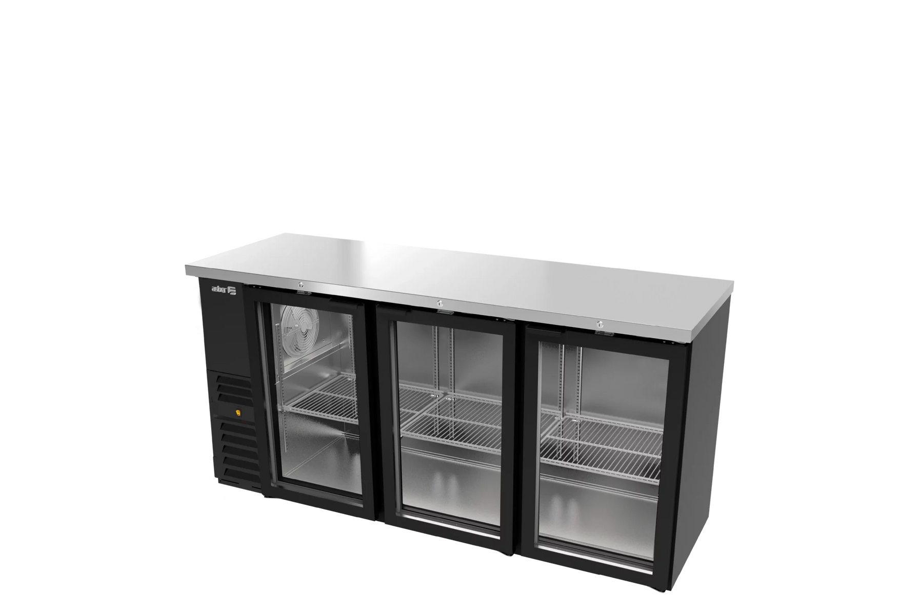 Asber ABBC-24-72G 72 In. Slim Line Back Bar Refrigerator, 3 Glass Doors, 25 In. Deep, Holds 540 12 oz. Bottles