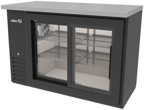 Asber ABBC-24-48G-SD 50 In. Slim Line Back Bar Refrigerator, 2 Sliding Glass Doors, 25 In. Deep, Holds 300 12 oz. Bottles