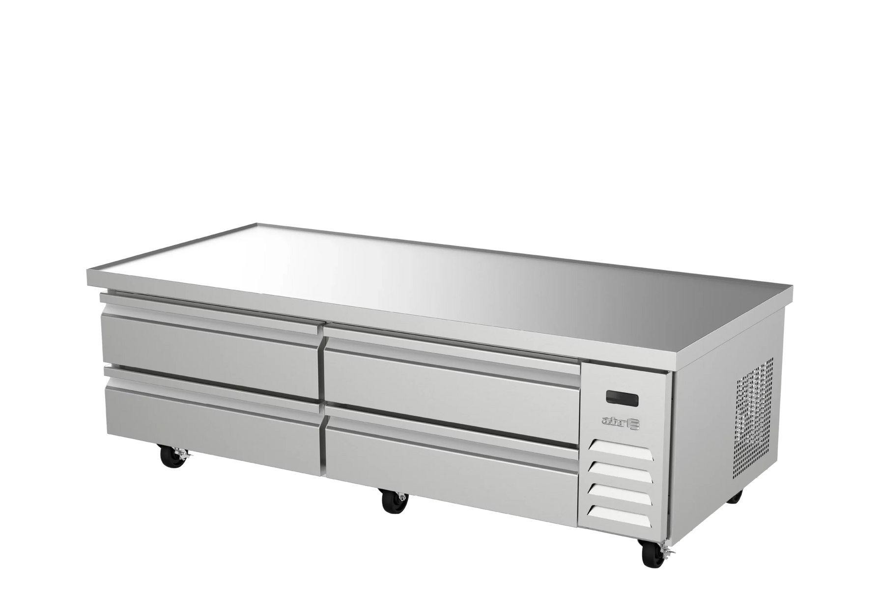 Asber ACBR-72 73 In. Chef Base Refrigerator, 4 Drawers, Holds (8) 1/1 GN Pans, Marine Edge Top