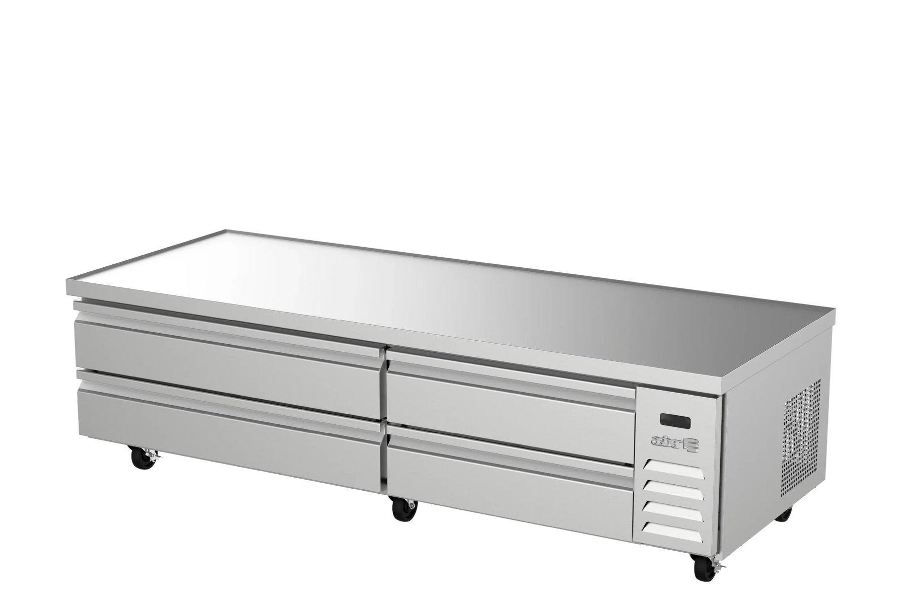 Asber ACBR-84 84 In. Chef Base Refrigerator, 4 Drawers, Holds (10) 1/1 GN Pans, Marine Edge Top