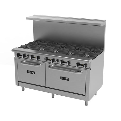 Asber AER-2-B10-60 60 In. Restaurant Gas Range, 10 Open Burners, 360,000 BTU