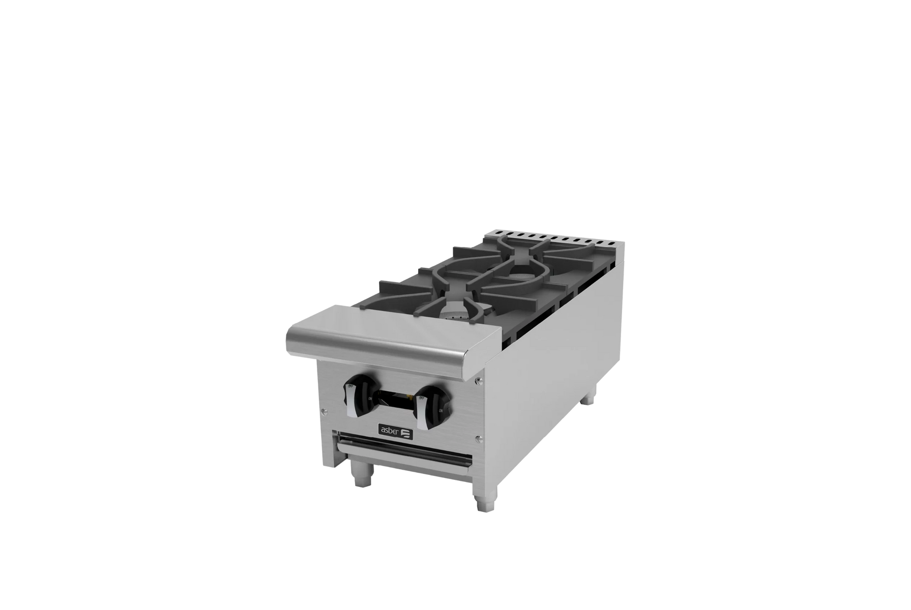 Asber AEHP-2-12 12 In. Restaurant Countertop Gas Hot Plate, 2 Burners, 60,000 BTU