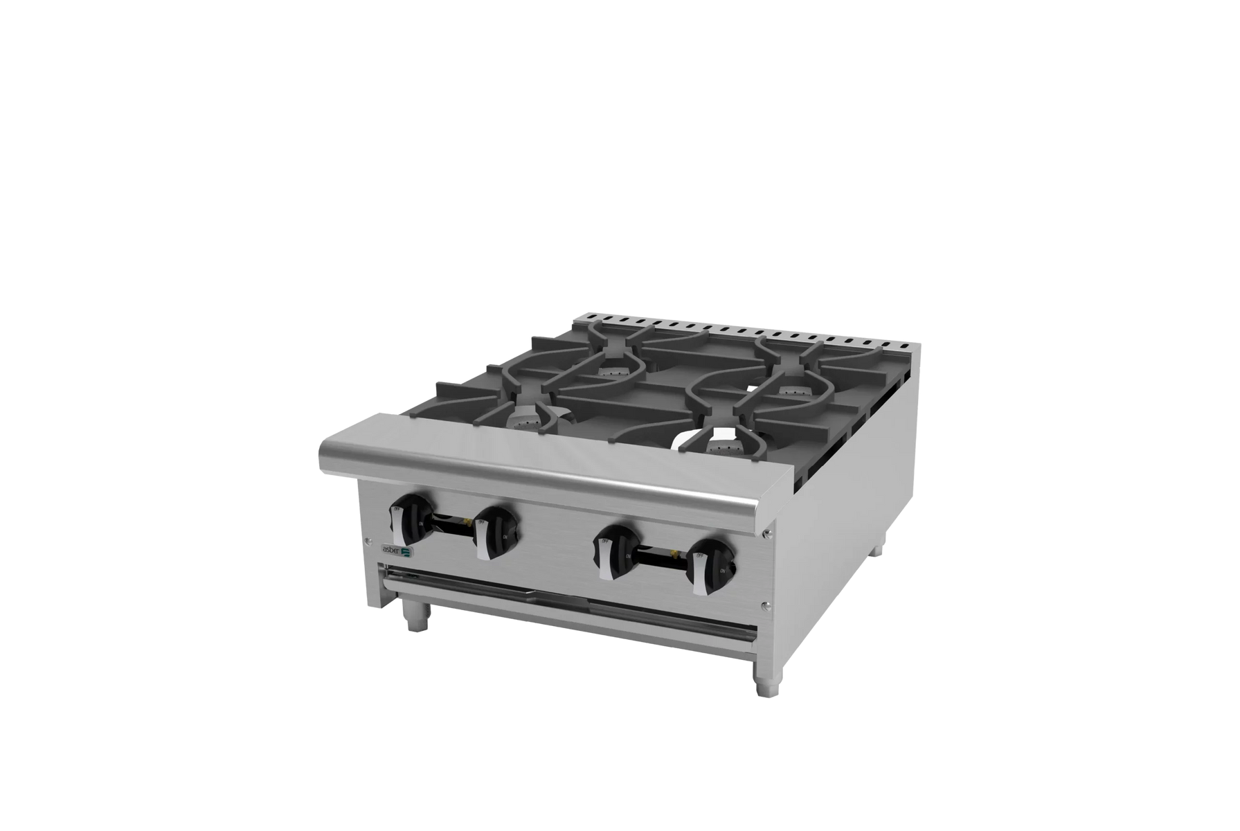 Asber AEHP-4-24 24 In. Restaurant Countertop Gas Hot Plate, 4 Burners, 120,000 BTU
