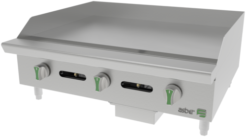 Asber AEMG-36-EM 36 In. Emerald Series Manual Gas Griddle, 1 In. Plate, 90,000 BTU