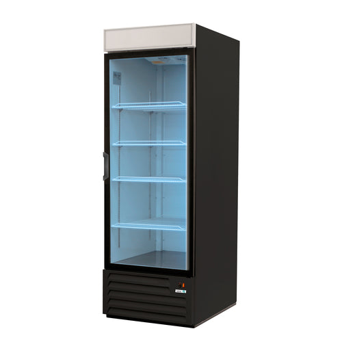 Asber ARMD-23-A 28 In. One Section Refrigerator Merchandiser, Swing Glass Door, 23 Cu. Ft., LED Lighting