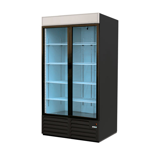 Asber ARMD-49-A 55 In. Two Section Refrigerator Merchandiser, Swing Glass Doors, 49 Cu. Ft., LED Lighting