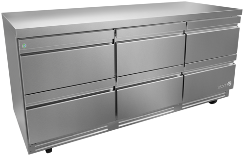 Asber AUTR-72-D6-P 73 In. Premium Line Undercounter Refrigerator, 6 Drawers, 25.4 Cu. Ft., R-290 Refrigerant