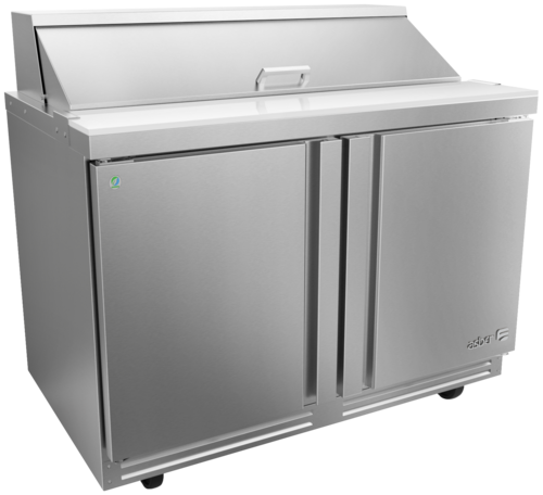 Asber APTS-48-12-D2-P 49 In. Premium Line Salad and Sandwich Prep Table, 12 Pan, 1 Door And 2 Drawers, 16.7 Cu. Ft.