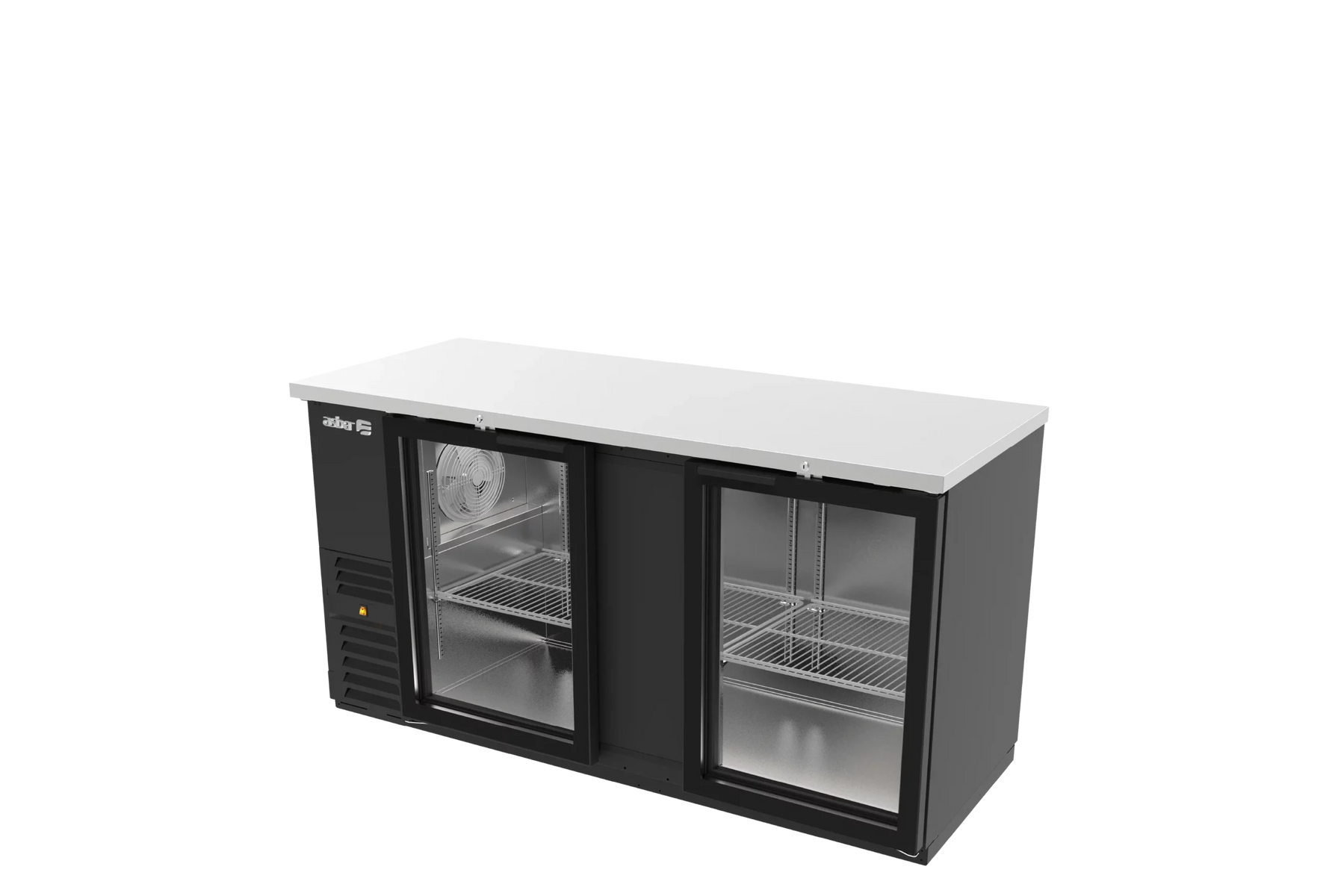 Asber ABBC-68G 70 In. Back Bar Refrigerator, 2 Glass Doors, 23.3 Cu. Ft., Holds 800 12 oz. Bottles