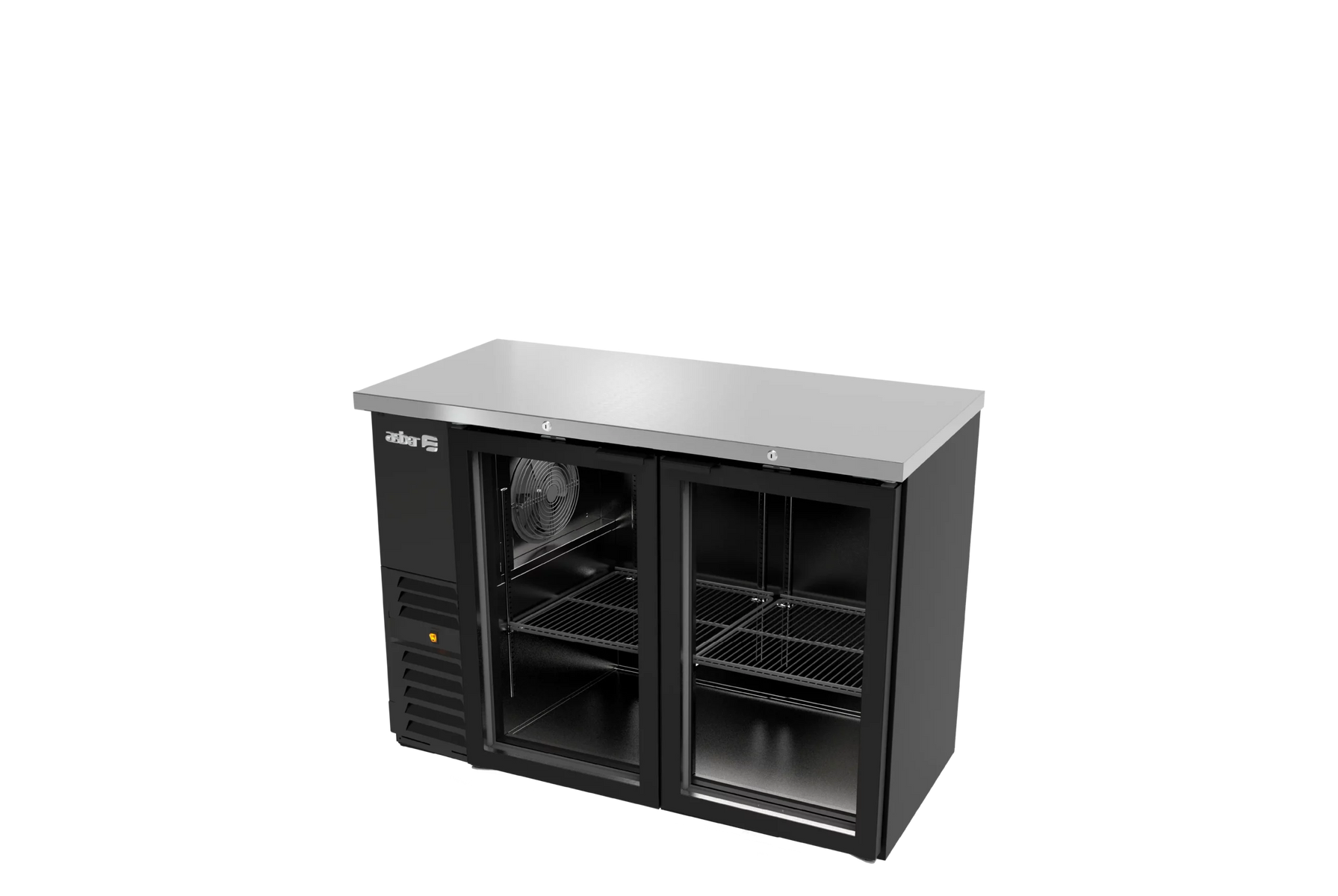 Asber ABBC-24-48G 50 In. Slim Line Back Bar Refrigerator, 2 Glass Doors, 25 In. Deep, Holds 300 12 oz. Bottles